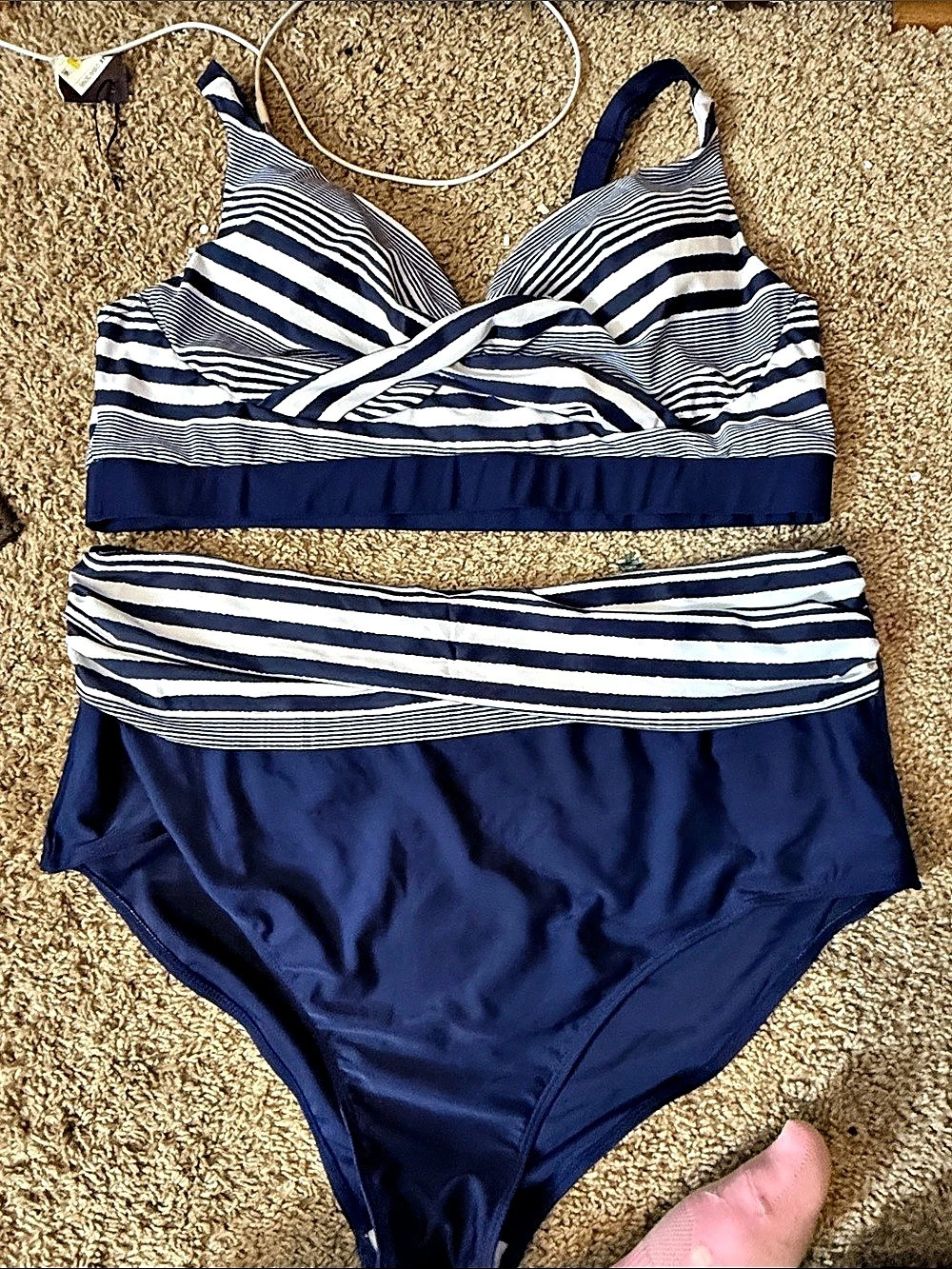 Striped Bikini in Blue & White Size 2X Like New